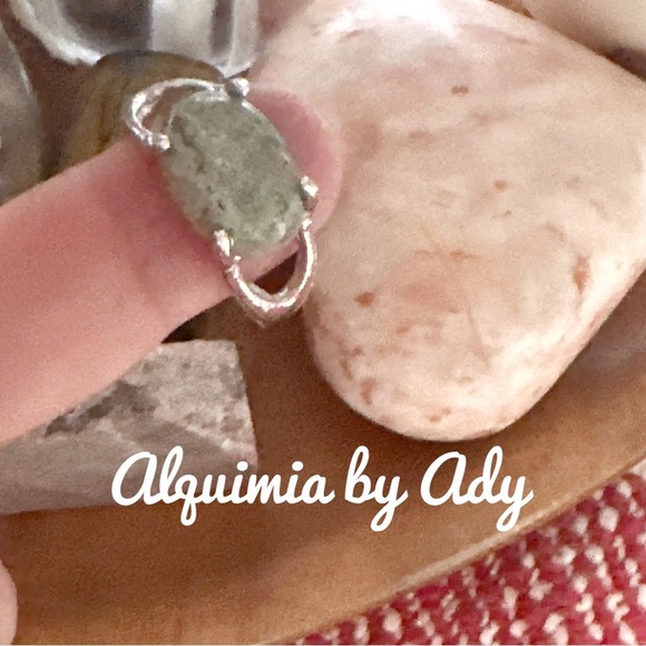 COPY - GREEN MOSS AGATE SILVER RING - Picture 2 of 6